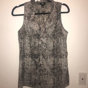 Grey / Black / White V-neck Blouse